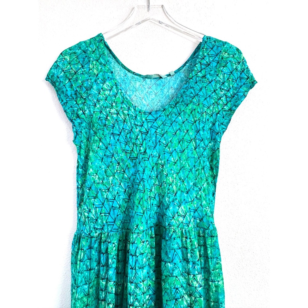 Soft Surroundings | Mariana Tiered Maxi Dress - Green Geometric Batik Print - Picture 3 of 6